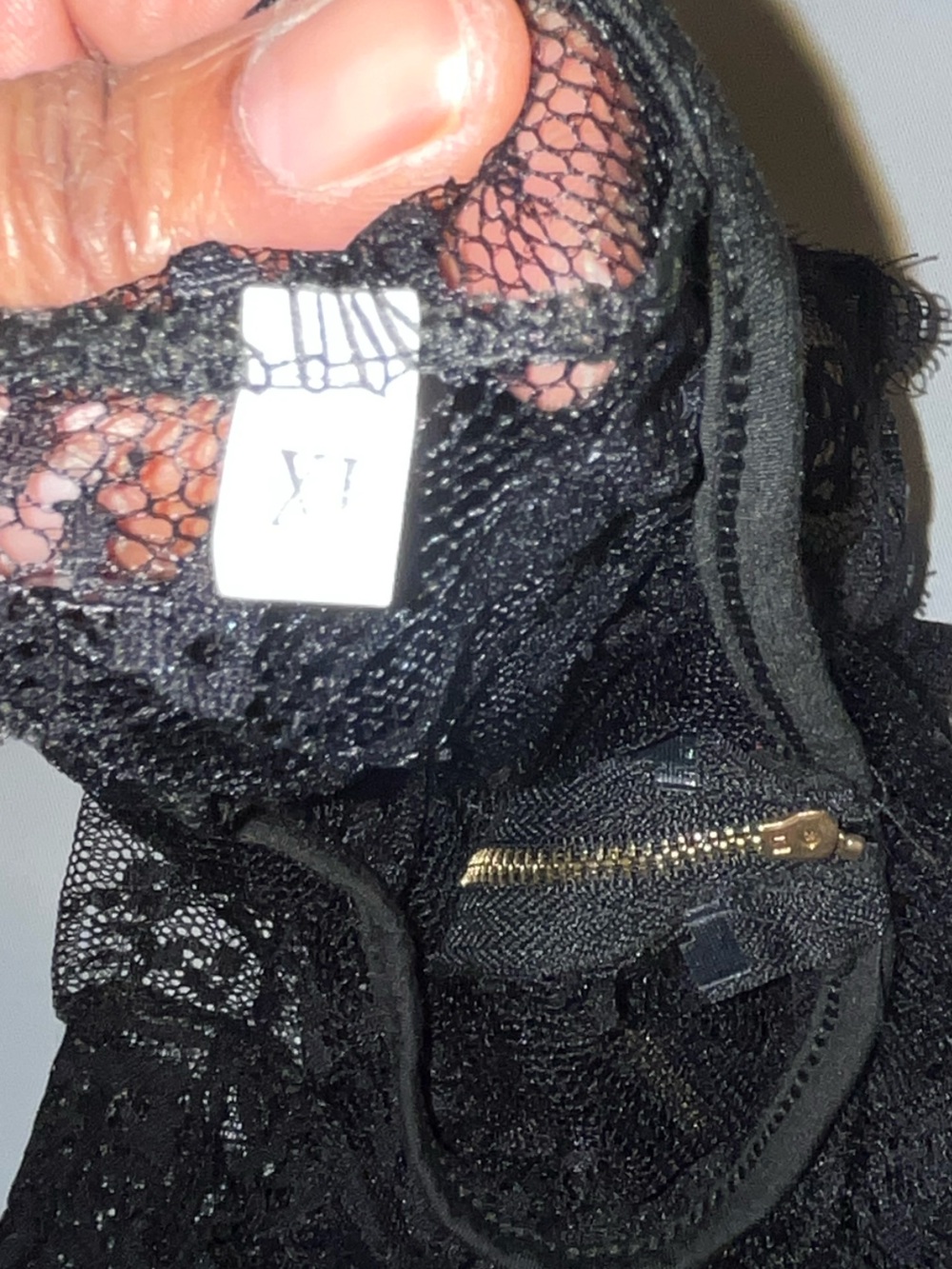 SHEIN Lace Zip Up Back Short Sleeve Shirt Black Fitted Size XL - Picture 5 of 5